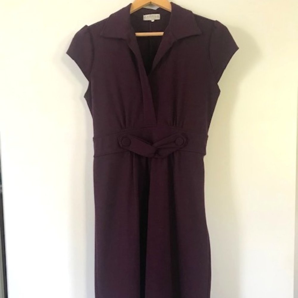 Vintage Fitted Dress - Purple with Faux Belt